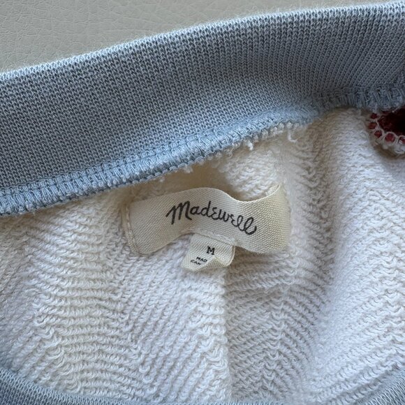 Madewell Colorblock Puff Sleeve Sweatshirt Top, Short-Sleeve, in Cream, Medium - Picture 5 of 6